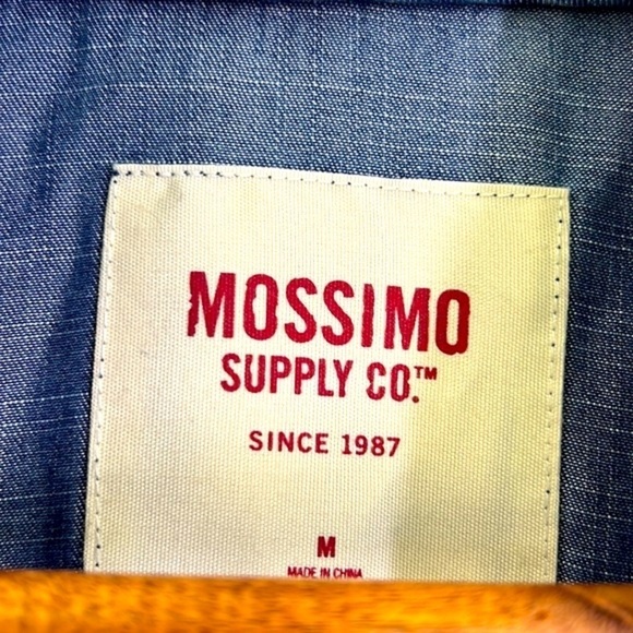 Mossimo - Retro Stonewashed With Red Blue Stripe Trim Button Up Jacket Size M - Picture 9 of 11